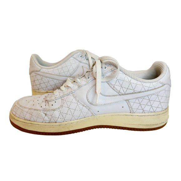 Nike Air Force 1 Men's 11.5 White Brown Leather Vintage Sneakers